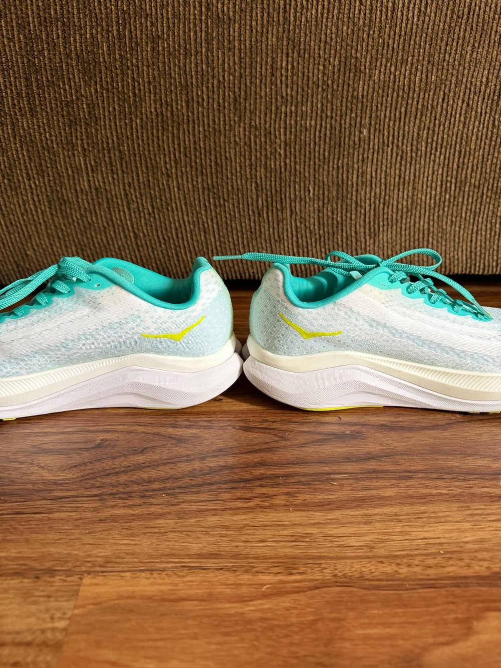 Hoka Women’s One One Running Shoes - White with Teal Accents Size 8 runs large - Picture 3 of 9